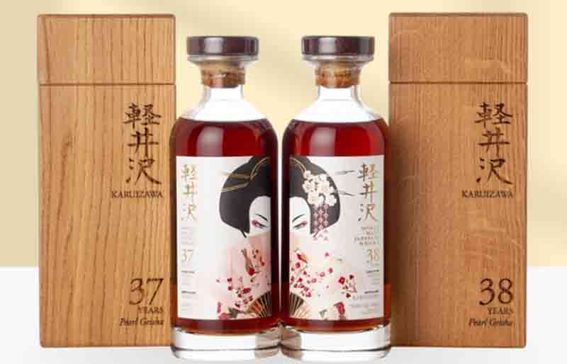 輕井澤 Karuizawa「第七代 珍珠藝妓（白底鏡像）」37年雪莉桶 & 38年雪莉桶特仕雙樽珍藏版日本威士忌