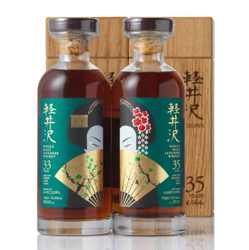 輕井澤 Karuizawa「第四代 翡翠藝妓（綠底鏡像）」33年雪莉桶 & 35年雪莉桶特仕雙樽珍藏版日本威士忌